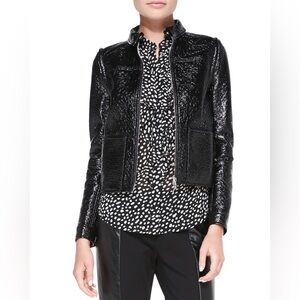 Tory Burch Fae Black Faux Patent Reversible 4-in-1 Jacket